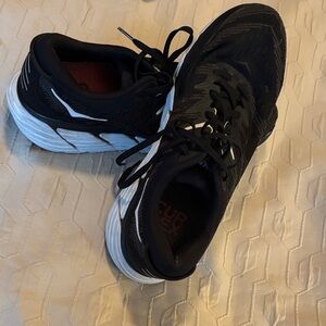 Hoka One One Black and White Athletic Shoes